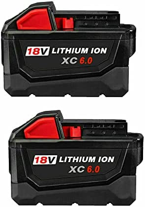 2-Pack 6.0Ah 18V Battery Cordless Power Tools Batterie for Milwaukee Milwaukee XC Lithium M18 (Fit All M18 Power Tools)