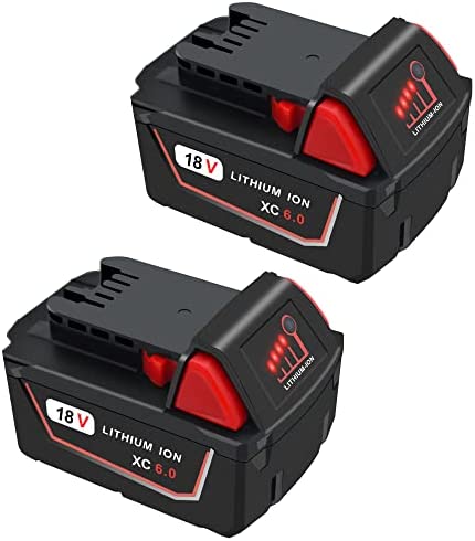 Rocivic 2 Packs 6.0Ah Replace for Milwaukee 18V Battery, Compatible with Milwaukee 18 Volt M18 48-11-1820 48-11-1812 48-11-1850 48-11-1828 48-11-1828 48-11-1815 Cordless Power Tools