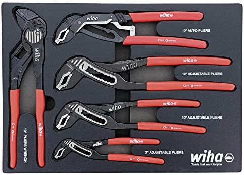 5 Piece Classic Grip Adjustable Water Pump Pliers Tray Set