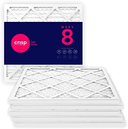 Crisp Filters, 20x20x1 Air Filter, MERV 8, MPR 600, AC Furnace Air Filter, 6-Pack