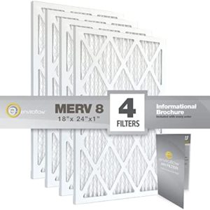 Enviroflow 18x24x1 Pollen and Dust Control Pleated Replacement AC/Furnace Air Filter, MERV 8, (Exact Dimensions 17.75 x 23.75) Pack-4