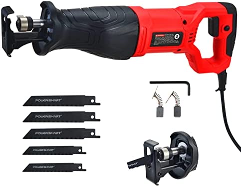 PowerSmart Reciprocating Saw – 7.5 Amp No-load Speed 2800SPM Reciprocating Saw Corded, Electric Hand Saw Sawzall, 5 Blades for Cutting Wood, Metal and PVC Easily