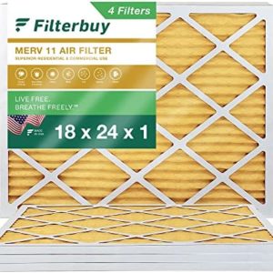 Filterbuy 18x24x1 Air Filter MERV 11 Allergen Defense (4-Pack), Pleated HVAC AC Furnace Air Filters Replacement (Actual Size: 17.38 x 23.38 x 0.75 Inches)