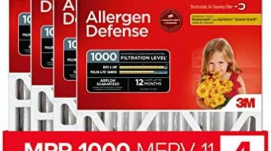 Filtrete 20x25x4, AC Furnace Air Filter, MPR 1000 DP, Micro Allergen Defense Deep Pleat, 4-Pack (actual dimensions 19.88 x 24.63 x 4.31)