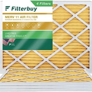Filterbuy 16x20x1 Air Filter MERV 11 Allergen Defense (4-Pack), Pleated HVAC AC Furnace Air Filters Replacement (Actual Size: 15.50 x 19.50 x 0.75 Inches)