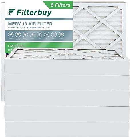 Filterbuy 20x25x4 Air Filter MERV 13 Optimal Defense (6-Pack), Pleated HVAC AC Furnace Air Filters Replacement (Actual Size: 19.38 x 24.38 x 3.63 Inches)