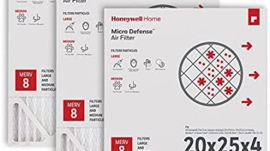 Honeywell Home 20x25x4 MERV 8, AC Furnace Air Filter, 3 PACK (CF100A1025-3PKAM) (Actual Dimensions: 19.94 x 24.87 x 4.38 in.)