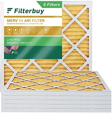 Filterbuy 24x24x1 Air Filter MERV 11 Allergen Defense (6-Pack), Pleated HVAC AC Furnace Air Filters Replacement (Actual Size: 23.38 x 23.38 x 0.75 Inches)