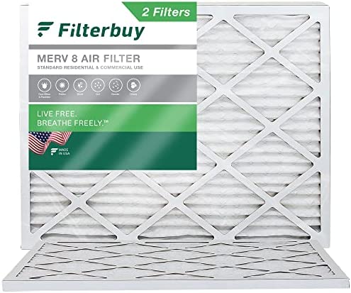 Filterbuy 18x24x1 Air Filter MERV 8 Dust Defense (2-Pack), Pleated HVAC AC Furnace Air Filters Replacement (Actual Size: 17.38 x 23.38 x 0.75 Inches)