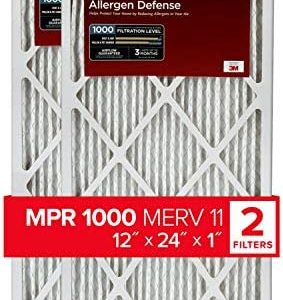 Filtrete 12x24x1, AC Furnace Air Filter, MPR 1000, Micro Allergen Defense, 2-Pack (exact dimensions 11.719 x 23.72 x 0.85)