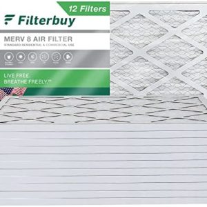 Filterbuy 12x24x1 Air Filter MERV 8 Dust Defense (12-Pack), Pleated HVAC AC Furnace Air Filters Replacement (Actual Size: 11.38 x 23.38 x 0.75 Inches)