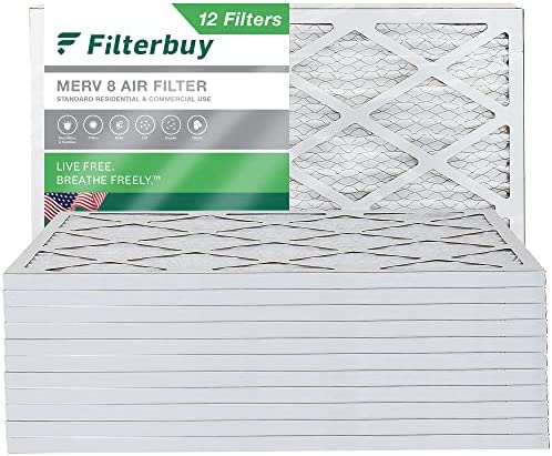 Filterbuy 12x24x1 Air Filter MERV 8 Dust Defense (12-Pack), Pleated HVAC AC Furnace Air Filters Replacement (Actual Size: 11.38 x 23.38 x 0.75 Inches)