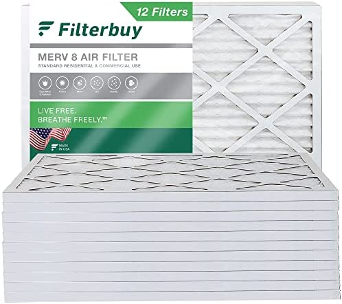 Filterbuy 16x20x1 Air Filter MERV 8 Dust Defense (12-Pack), Pleated HVAC AC Furnace Air Filters Replacement (Actual Size: 15.50 x 19.50 x 0.75 Inches)