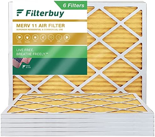 Filterbuy 18x24x1 Air Filter MERV 11 Allergen Defense (6-Pack), Pleated HVAC AC Furnace Air Filters Replacement (Actual Size: 17.38 x 23.38 x 0.75 Inches)