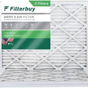 Filterbuy 18x20x1 Air Filter MERV 8 Dust Defense (3-Pack), Pleated HVAC AC Furnace Air Filters Replacement (Actual Size: 17.50 x 19.50 x 0.75 Inches)