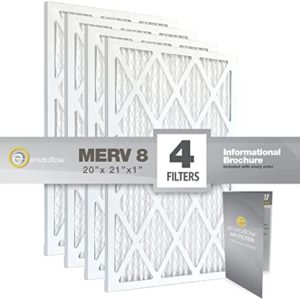 Enviroflow 20x21x1 Pollen and Dust Control Pleated Replacement AC/Furnace Air Filter, MERV 8, Pack-4