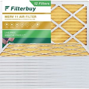 Filterbuy 18x24x1 Air Filter MERV 11 Allergen Defense (12-Pack), Pleated HVAC AC Furnace Air Filters Replacement (Actual Size: 17.38 x 23.38 x 0.75 Inches)
