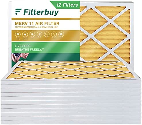Filterbuy 18x24x1 Air Filter MERV 11 Allergen Defense (12-Pack), Pleated HVAC AC Furnace Air Filters Replacement (Actual Size: 17.38 x 23.38 x 0.75 Inches)