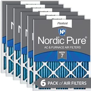 Nordic Pure 20x20x1 MERV 7 Pleated AC Furnace Air Filters 6 Pack