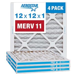 Aerostar 12x12x1 MERV 11 Pleated Air Filter, AC Furnace Air Filter, 4 Pack 4 Count (Pack of 1)