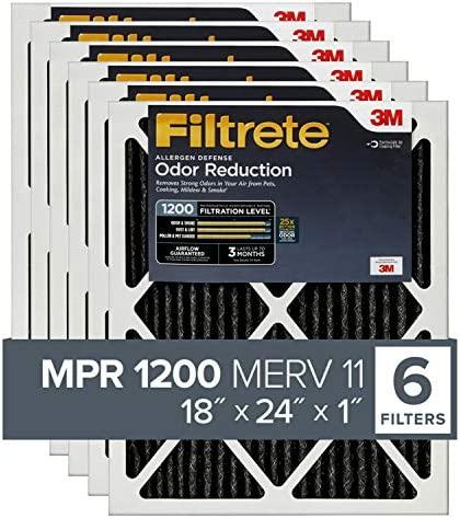 Filtrete 18x24x1, AC Furnace Air Filter, MPR 1200, Allergen Defense Odor Reduction, 6-Pack (exact dimensions 17.81 x 23.81 x 0.81)