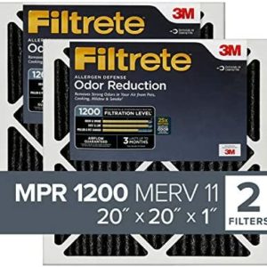 Filtrete 20x20x1, AC Furnace Air Filter, MPR 1200, Allergen Defense Odor Reduction, 2-Pack (exact dimensions 19.69 x 19.69 x 0.81)