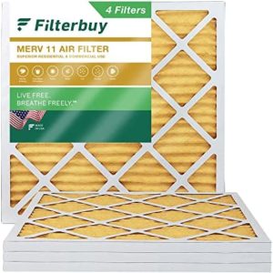 Filterbuy 12x12x1 Air Filter MERV 11 Allergen Defense (4-Pack), Pleated HVAC AC Furnace Air Filters Replacement (Actual Size: 11.69 x 11.69 x 0.75 Inches)
