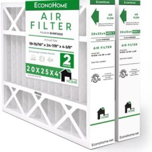 EconoHome 20x25x4 AC Furnace Pleated Air Filter MERV 11 Replacement – Allergen Defense, 2 Pack, Fits Lennox (X6673), Honeywell (FC100A1037) filters. (Actual size: 19.94 x 24.86 x 4.36 Inches)
