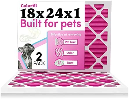 18x24x1 Air Filter by Colorfil | Color Changing Filters Designed for Cat and Dog Odor | MERV 8 Filter | Air FIlter 18x24x1 | Air Conditioner Filter | HVAC Filter for Pet Hair | 18x24 Air Filter 2 pack