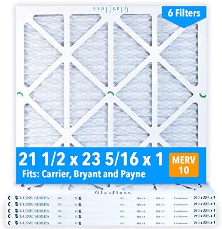 Glasfloss 21-1/2 x 23-5/16 x 1 Air Filters (Case of 6), MERV 10, Pleated, Made in USA