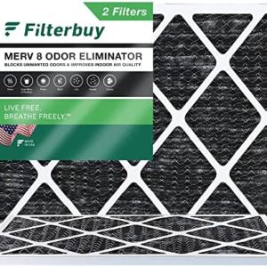 Filterbuy 18x20x1 Air Filter MERV 8 Odor Eliminator (2-Pack), Pleated HVAC AC Furnace Air Filters Replacement with Activated Carbon (Actual Size: 17.50 x 19.50 x 0.75 Inches)