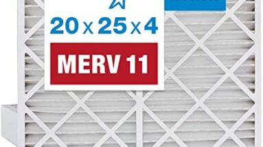 Aerostar 20x25x4 MERV 11 Pleated Air Filter, AC Furnace Air Filter, 2 Pack (Actual Size: 19 1/2" x 24 1/2" x 3 3/4")