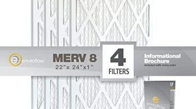 Enviroflow 22x24x1 Pollen and Dust Control Pleated Replacement AC/Furnace Air Filter, MERV 8, (exact dimensions 21.5 x 23.5) Pack-4
