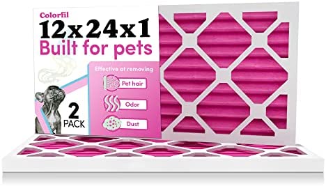 12x24x1 Air Filter by Colorfil | Color Changing Filters Designed for Cat and Dog Odor | MERV 8 Filter | Air FIlter 12x24x1 | Air Conditioner Filter | HVAC Filter for Pet Hair | 12x24 Air Filter 2 pack