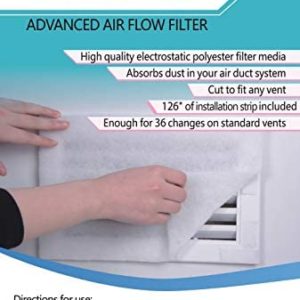 Ventilaider Complete Air Vent Filter Set 20" x 84" Electrostatic Media With 126" of Installation Tape 35+ Filters per Roll for HVAC, AC & Heating Intake Registers & Grilles to Reduce Dust and Allergy