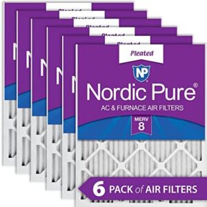 Nordic Pure 16x25x1 MERV 8 Pleated AC Furnace Air Filters 6 Pack