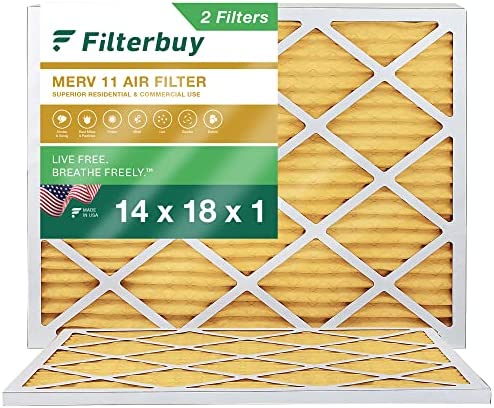 Filterbuy 14x18x1 Air Filter MERV 11 Allergen Defense (2-Pack), Pleated HVAC AC Furnace Air Filters Replacement (Actual Size: 13.50 x 17.50 x 0.75 Inches)