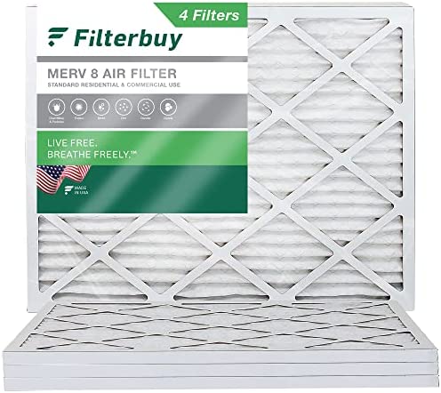 Filterbuy 12x18x1 Air Filter MERV 8 Dust Defense (4-Pack), Pleated HVAC AC Furnace Air Filters Replacement (Actual Size: 11.50 x 17.50 x 0.75 Inches)