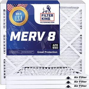 Filter King Air Filters 20x25x1 | 3-Pack | MERV 8 HVAC Pleated AC Furnace Filters | Actual Size 19.5 x 24.5 x .75
