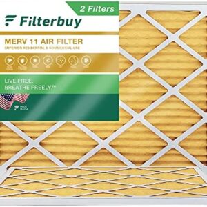 Filterbuy 20x25x1 Air Filter MERV 11 Allergen Defense (2-Pack), Pleated HVAC AC Furnace Air Filters Replacement (Actual Size: 19.50 x 24.50 x 0.75 Inches)