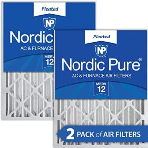 Nordic Pure 16x25x4 MERV 12 Pleated AC Furnace Air Filters 2 Pack