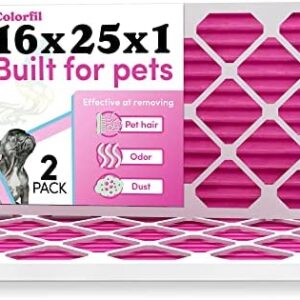 16x25x1 Air Filter by Colorfil | Color Changing Filters Designed for Cat and Dog Odor | MERV 8 Filter | Air FIlter 16x25x1 | Air Conditioner Filter | HVAC Filter for Pet Hair | 16x25 Air Filter 2 pack