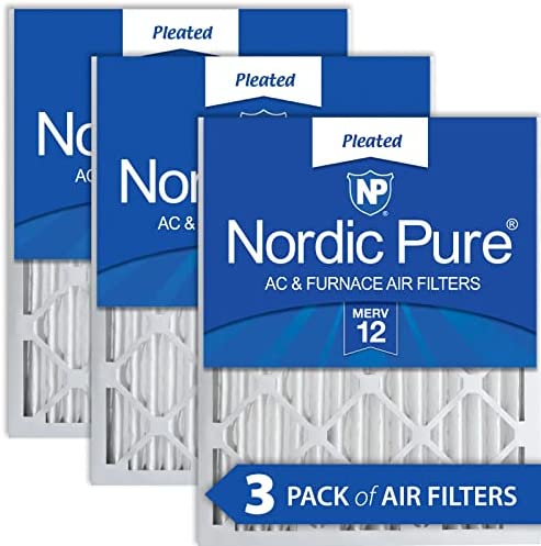 Nordic Pure 16x20x2 MERV 12 Pleated AC Furnace Air Filters 3 Pack