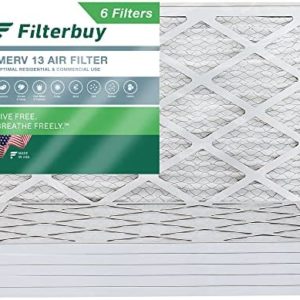 Filterbuy 12x24x1 Air Filter MERV 13 Optimal Defense (6-Pack), Pleated HVAC AC Furnace Air Filters Replacement (Actual Size: 11.38 x 23.38 x 0.75 Inches)