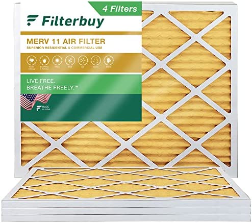 Filterbuy 18x20x1 Air Filter MERV 11 Allergen Defense (4-Pack), Pleated HVAC AC Furnace Air Filters Replacement (Actual Size: 17.50 x 19.50 x 0.75 Inches)