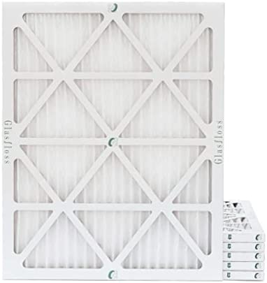 20x25x1 MERV 10 (FPR 5-6) Pleated Air Filters By Glasfloss. Box of 6. Actual Size: 19-1/2 x 24-1/2 x 7/8