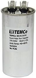 TEMCo 40 uf/MFD 370-440 VAC volts Round Run Capacitor 50/60 Hz AC Electric - Lot -1 (Optional uf/MFD, Voltage and Lot Quantities Available)