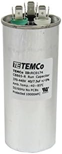TEMCo 40+7.5 uf/MFD 370-440 VAC Volts Round Dual Run Capacitor 50/60 Hz AC Electric - Lot -1 (Optional uf/MFD, Voltage and Lot Quantities Available)