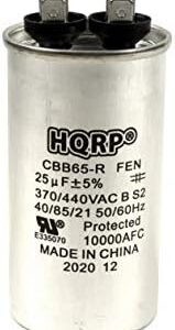 HQRP 25uF 370V-440V Run Capacitor AC Electric Motor Start HVAC Blower Compressor Pump Generator 25MFD CBB65 370V 370VAC 440VAC