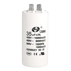 uxcell CBB60 Run Capacitor 35uF 450V AC Double Insert 50/60Hz Cylinder 92x44mm White for Air Compressor Water Pump Motor